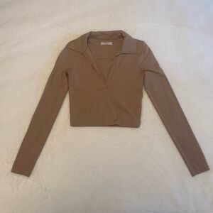 Babaton Croppd Long-Sleeve Top - Tan